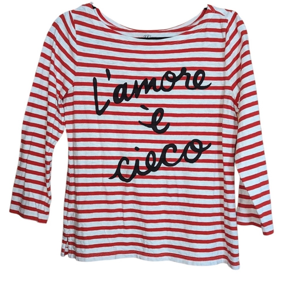 Red and White Striped Long Sleeve Shirt